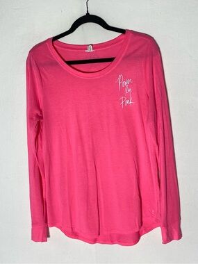Under Armour Hot Pink Power In Pink Breast Cancer Long Sleeve Shirt L